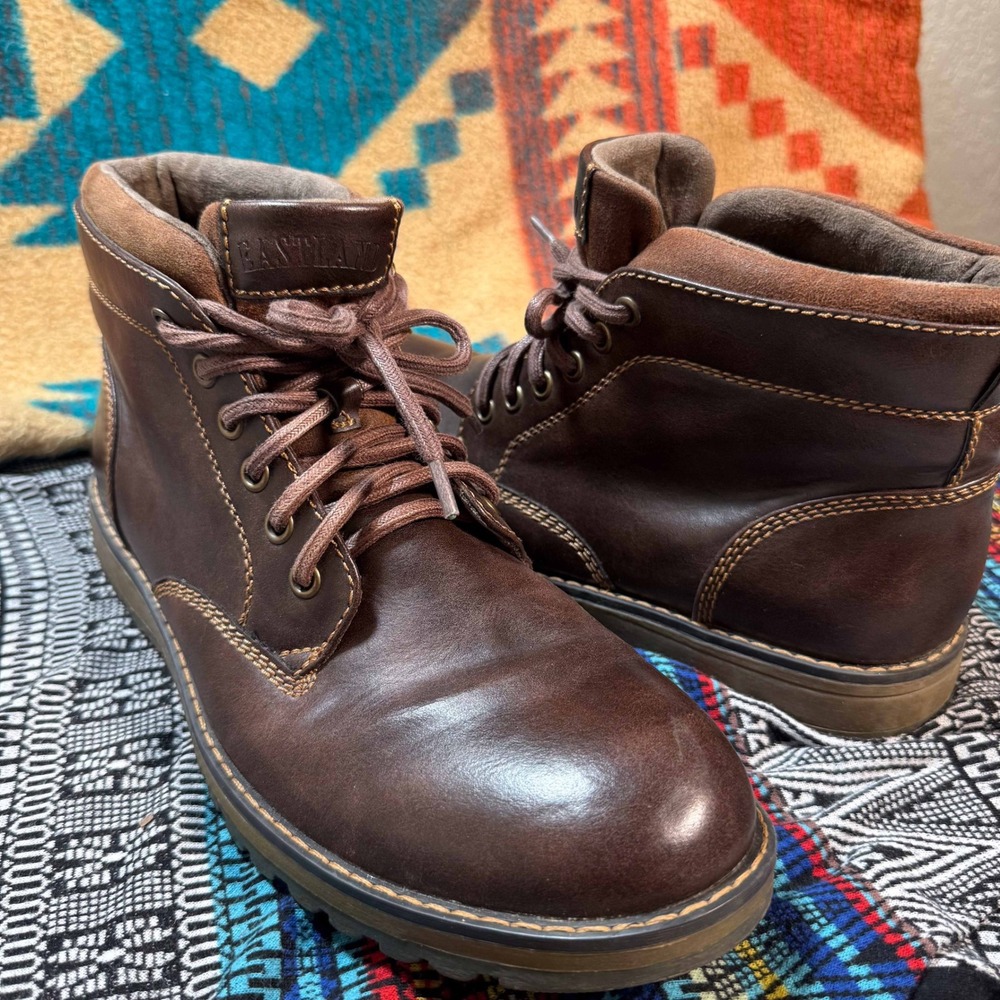Eastland Finn Memory Foam Mens Boots Size 9D Brown Synthetic Leather Slip Resist